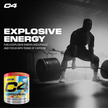 Cellucor C4 原廠運動前粉 - 男女適用無糖運動前能量 - 150 毫克咖啡因、β-丙氨酸、肌酸 - 夏威夷果汁紅，30 份