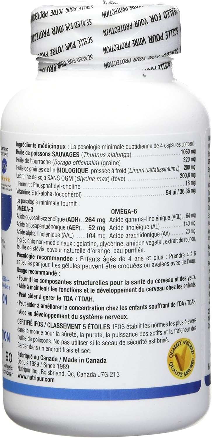 Nutripur GENIUS 儿童和青少年 - 注意力缺陷多动障碍 (ADD/ADHD) 配方，90 粒咀嚼软胶囊