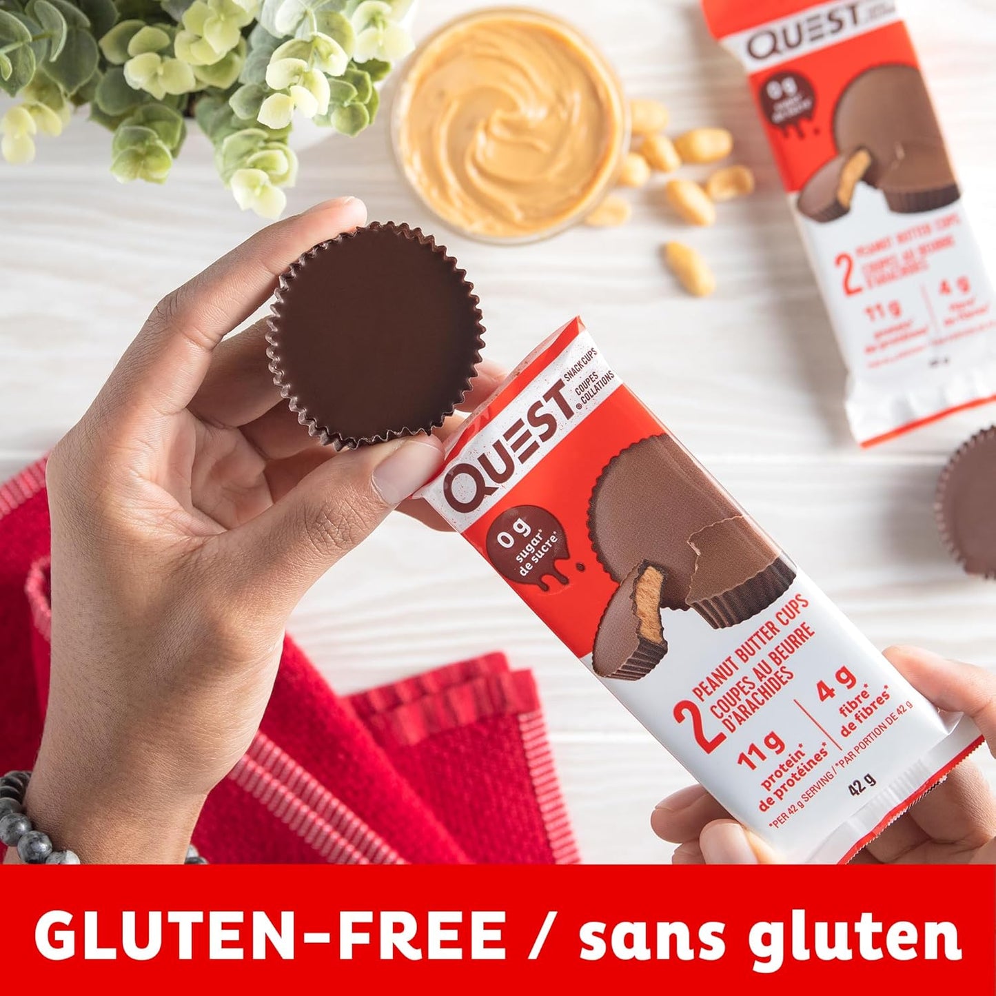 Quest Nutrition 花生酱杯，高蛋白，低碳水化合物，低糖，适合生酮饮食，11 克蛋白质，1 克糖，12 片