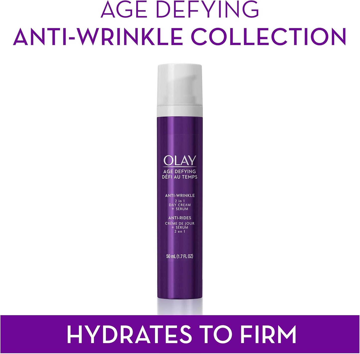 Olay Age Defying Day Face Cream, Anti-Wrinkle 2-in-1 with Face Serum with Vitamin B3, Niacinamide, 50 ml