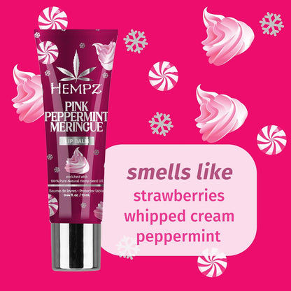 Hempz Pink Peppermint Meringue Lip Balm, Nourishing Lip Care, Limited Edition Gloss .44 fl.oz.