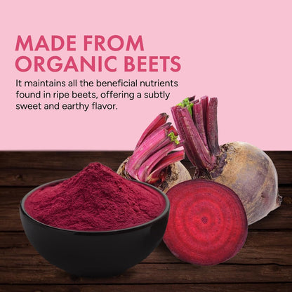 Rootalive Organic Beetroot Powder 200g, Raw and Vegan Superfood Beet Powder for Smoothies, Juice, Sauces, Baked goods and More