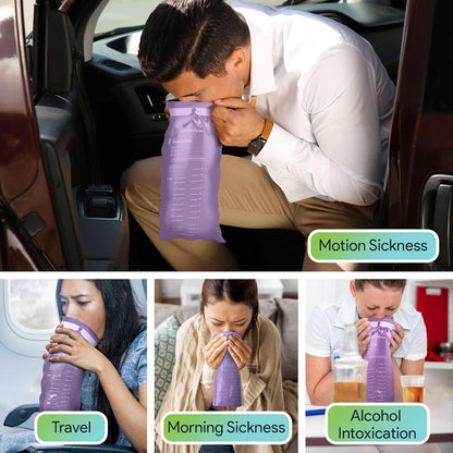 FifthPulse 一次性薰衣草嘔吐袋 - 10 個裝，適合兒童和成人 - 適用於汽車、飛機和旅行的一次性嘔吐袋 - 適用於懷孕、暈車和噁心