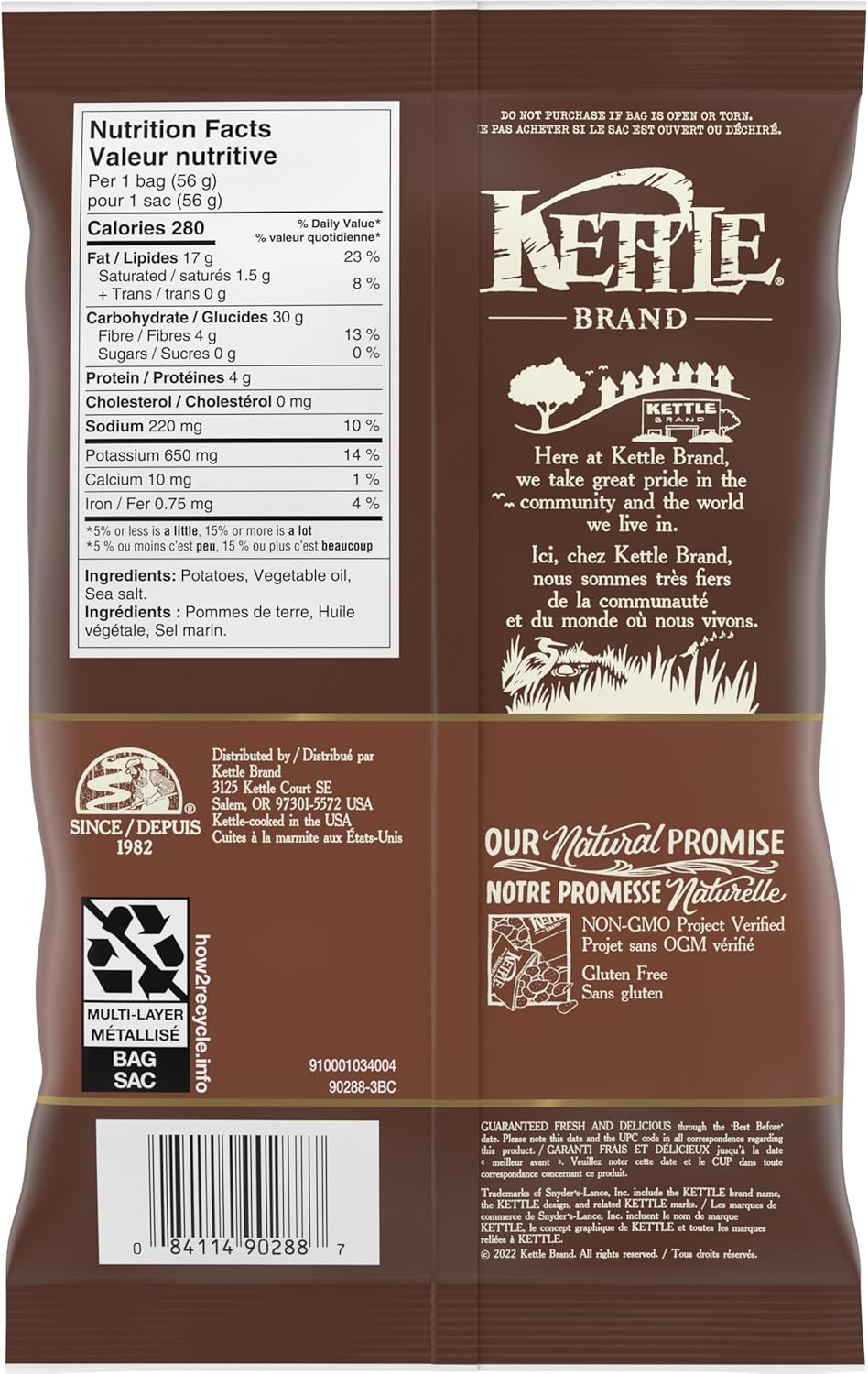 海盐味薯片（24袋，56克）