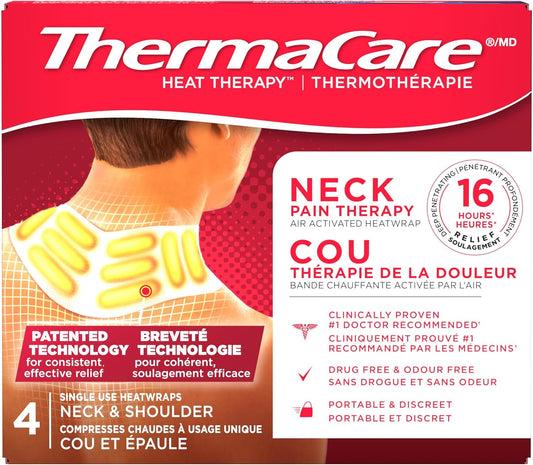 ThermaCare 颈部和肩部热敷贴，16 小时缓解疼痛，4 片装