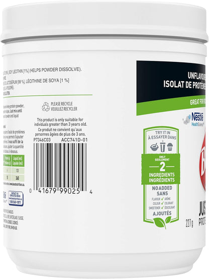 Boost JUST Protein 无味速溶乳清分离蛋白粉，227 克（1 包）- 包装可能有所不同