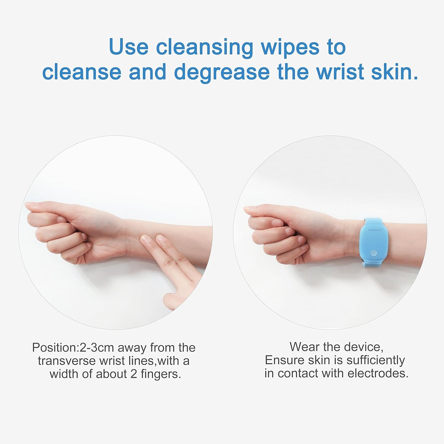 EmeTerm 时尚缓解恶心电极刺激器 孕吐 晕车 呕吐缓解 可充电 无凝胶 无药物腕带 无副作用