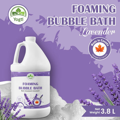 Yogti [Made in Canada] Foaming Bubble Bath Body Wash - 3.8L, Made with Pure Lavender Oil and Epsom Salt, Calm Bliss - 3.8L