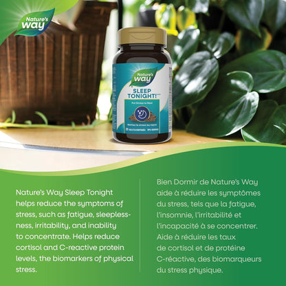 Nature's Way Sleep Tonight Stress Relief Formula – Reduce Stress Symptoms Like Fatigue, Sleeplessness, Inability to Concentrate- Helps Lower Cortisol, C-Reactive Protein Levels – 28 Vegetarian Tablets