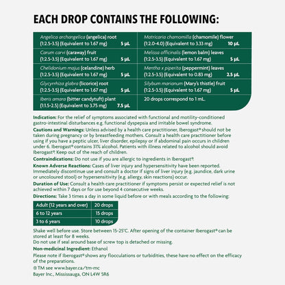 Iberogast 9 草本腸道健康護理 - 天然萃取物，男女適用的腸道補充劑，緩解胃腸道紊亂和腸躁症 (IBS) 症狀的消化補充劑，100ml