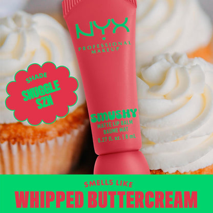 NYX Professional Makeup Smushy, Matte Lip Balm, Soft Diffused Color, With Mochi Rice Powder, Comfy Matte Finish, Buildable Coverage, Silicone Applicator, Whipped Buttercream Scent, Shade:Snuggle SZN (Dusty Rose)