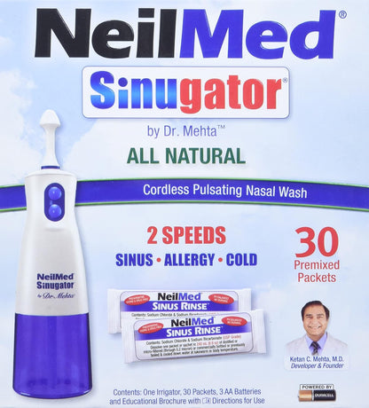 NeilMed Sinugator - 双速无绳脉动式鼻腔冲洗器 1 支