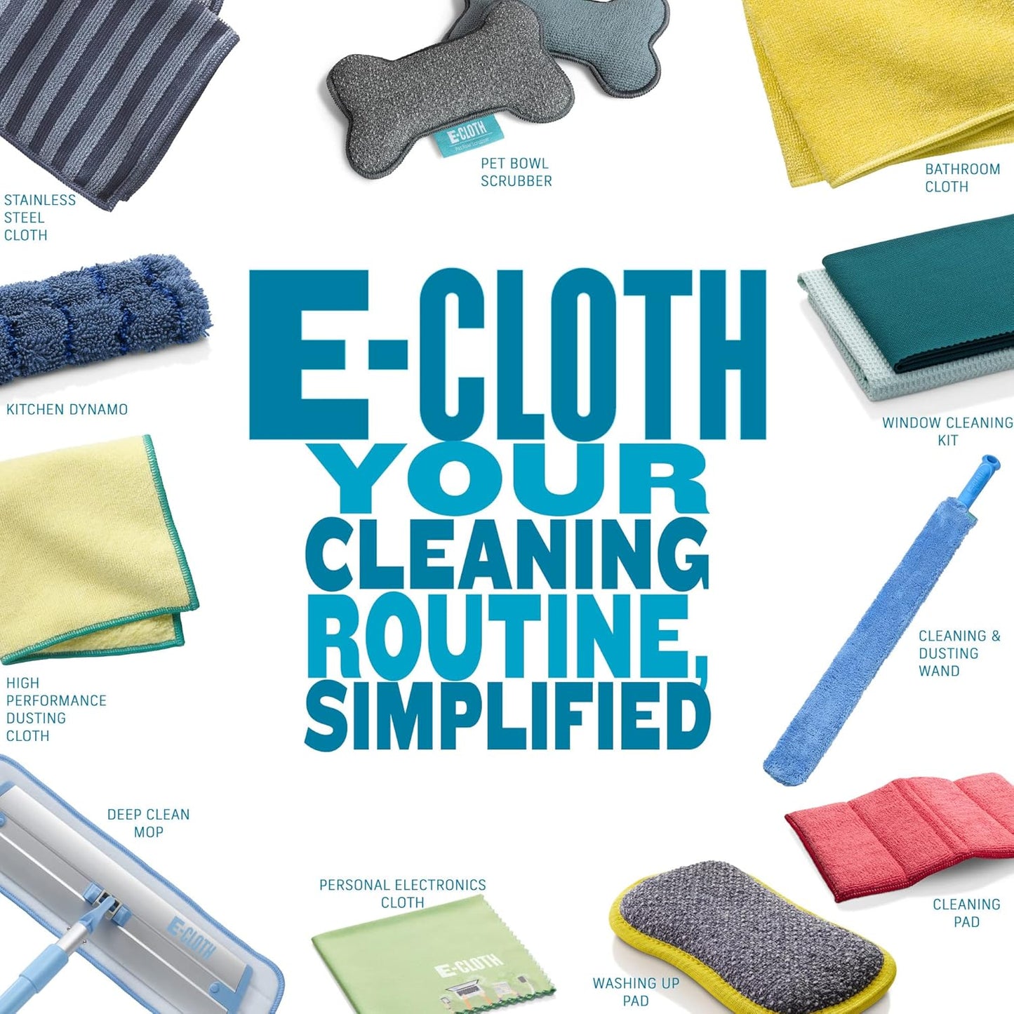 E-Cloth 洁面棉，6 片优质超细纤维卸妆棉，适用于卸除彩妆、粉底、睫毛膏、口红，100 次清洗承诺