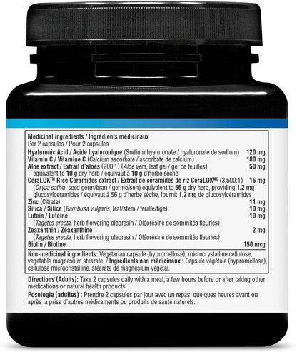 Youtheory 透明质酸加素食胶囊，60 粒，含神经酰胺、生物素和维生素 C。有助于改善皮肤保湿。