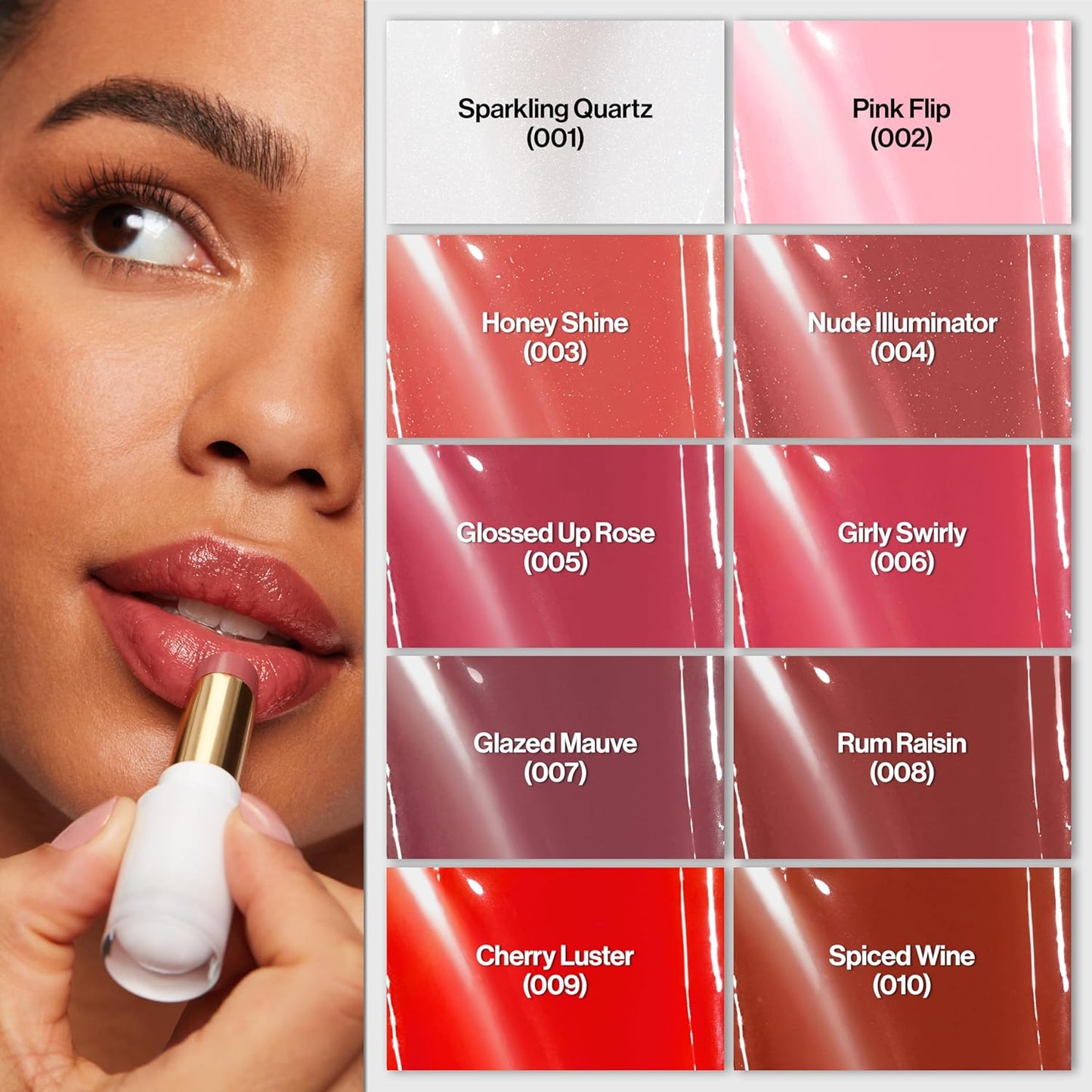 Revlon Super Lustrous Glass Shine Balm, Hydrating Tinted Lip Balm, Sheer, Glossy Shiny Finish, 008 Rum Raisin, 0.11 oz