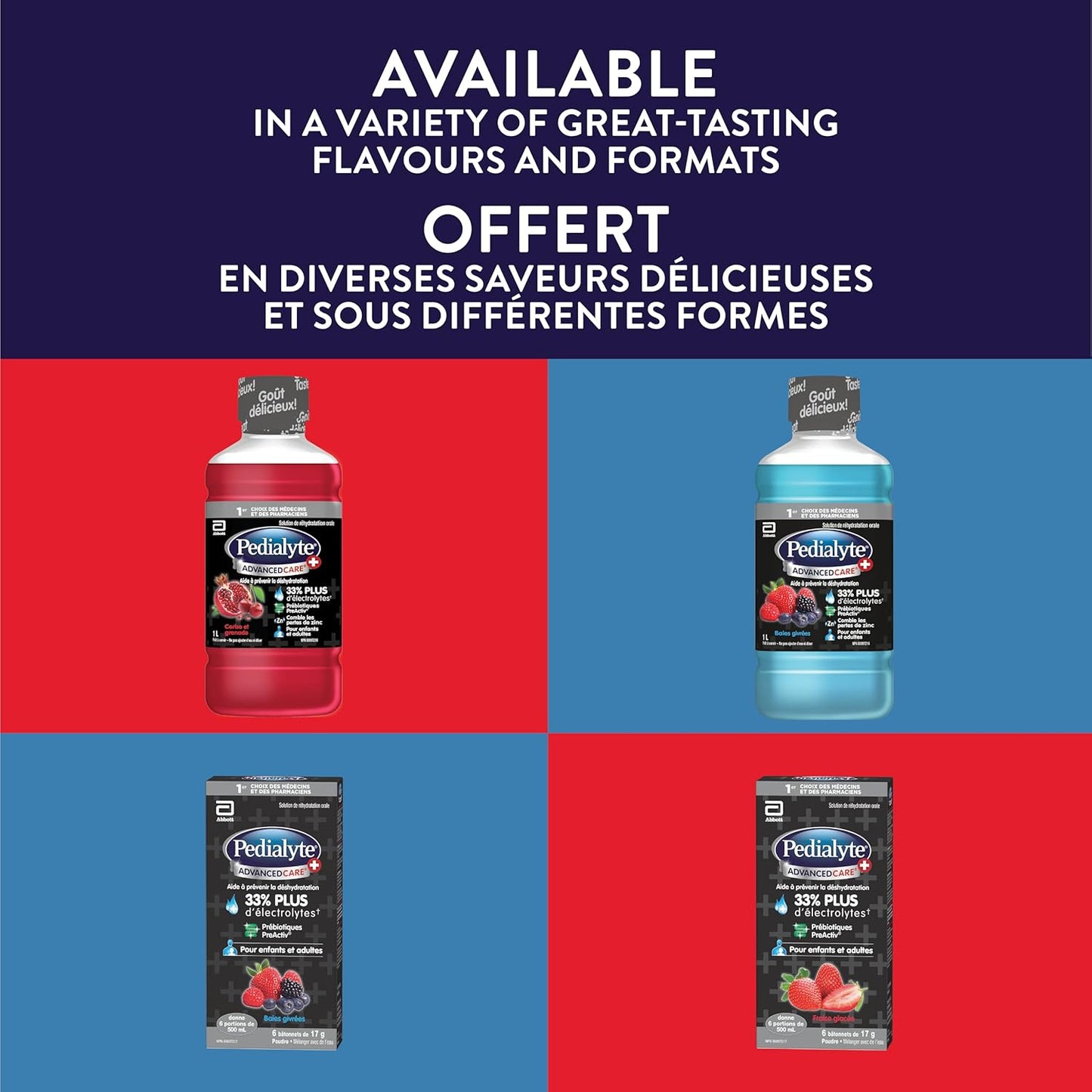 Pedialyte AdvancedCare Plus 电解质口服补液盐，含锌，增强免疫力，补充电解质，浆果霜口味，1 升