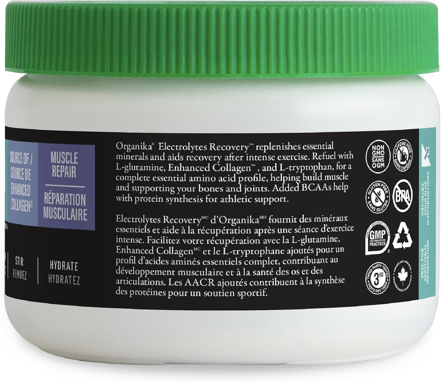 Organika 電解質恢復 - 無糖運動後補充劑，含支鏈氨基酸和 L-谷氨酰胺 - 漿果味 - 180 克，30 份