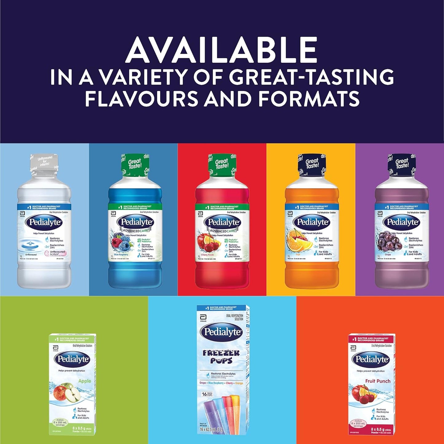 Pedialyte®，成人和儿童电解质冰棒，多种包装，16 x 62.5 毫升，电解质补充口服补液盐，62.5 毫升（16 包）