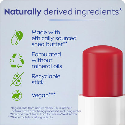 NIVEA Strawberry Shine Lip Balm (2x4.8g) | Shimmery Red Tinted Lip Care, 24H Hydration