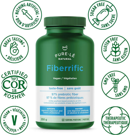Pure-lē Fiberrific | Inulin Prebiotic Fiber Supplement Powder | Supports Digestion, Gut & Intestinal Health, Regularity, Helps Reduce Bloating & Cholesterol | 60 Servings