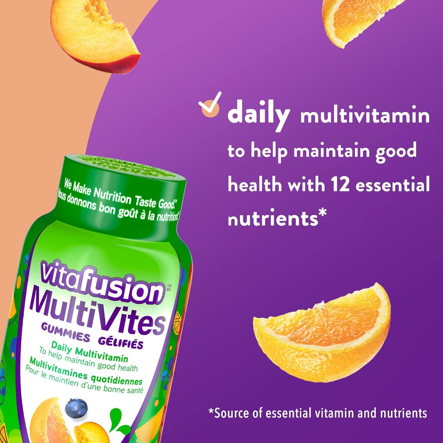 Vitafusion MultiVites 成人複合維生素軟糖，富含 12 種必需營養素，150 粒軟糖，可供 2.5 個月食用，包裝可能有所不同