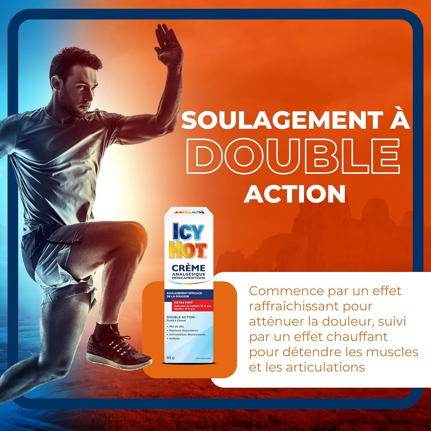 冰热强效止痛膏，快速缓解肌肉和关节疼痛，缓解关节炎、扭伤和拉伤引起的不适，水杨酸甲酯 30%，薄荷醇 10%，85 克管装