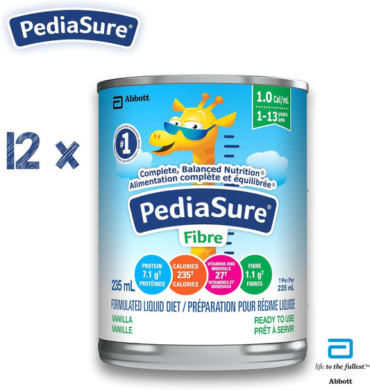 PediaSure Fibre, Formulated Liquid Diet, Vanilla, 12 count, 2820 mL