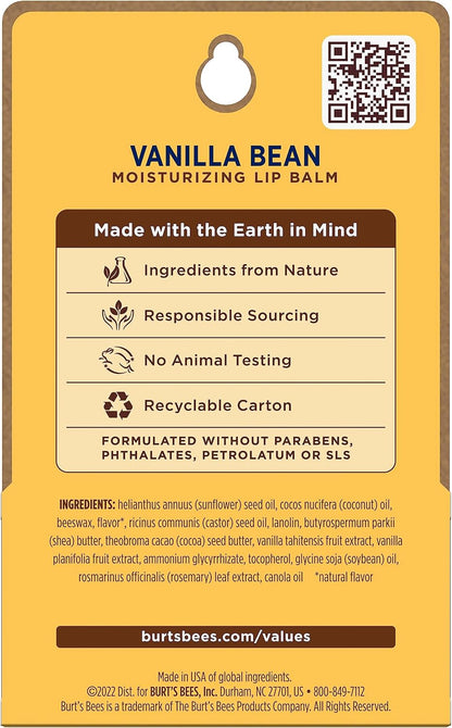 Burt's Bees 100% 天然保湿润唇膏，香草豆 - 2 支