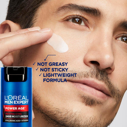 L’Oréal Paris Men Expert Face Cream Men with Hyaluronic Acid and Vitamins, Fights Signs of Aging, Power Age, Packaging May Vary, 50 mL