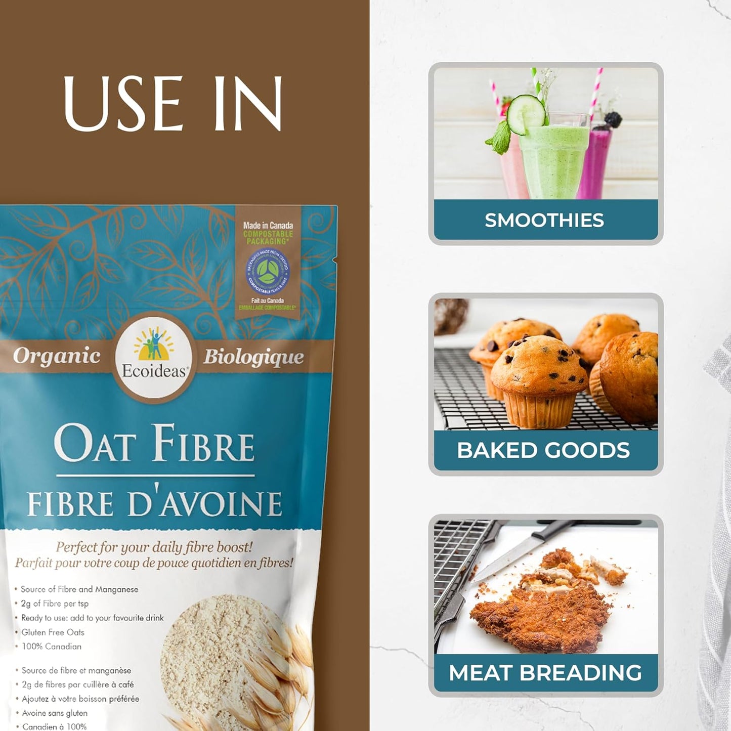 Ecoideas 有机燕麦纤维，蓝色