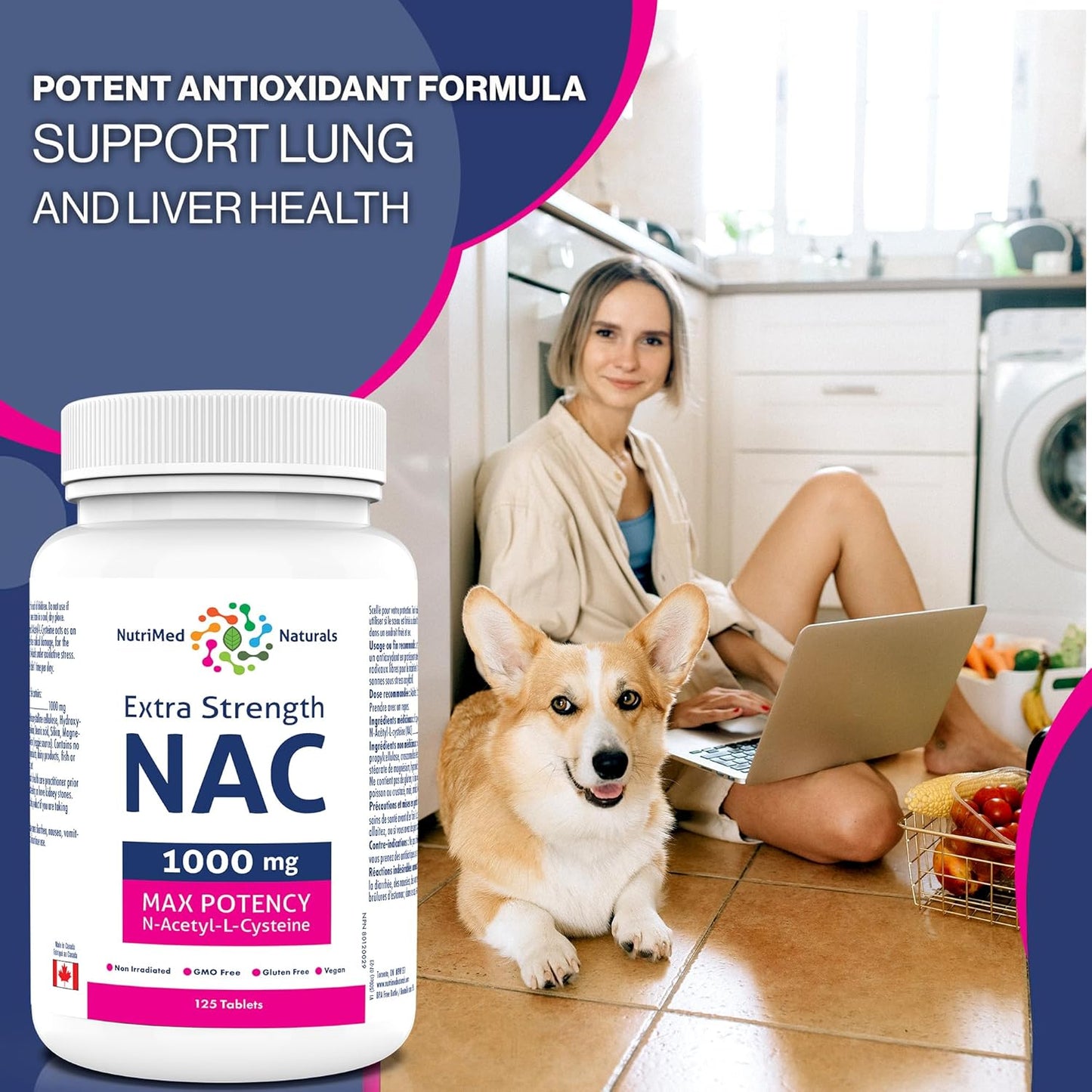 Nutrimed Naturals - 超強效 NAC 1000 毫克 125 片，4 個月用量 - 純素、非基因改造和無麩質 - 強效 N-乙醯-L-半胱氨酸 - 支持肺部和肝臟健康 - 支持呼吸健康
