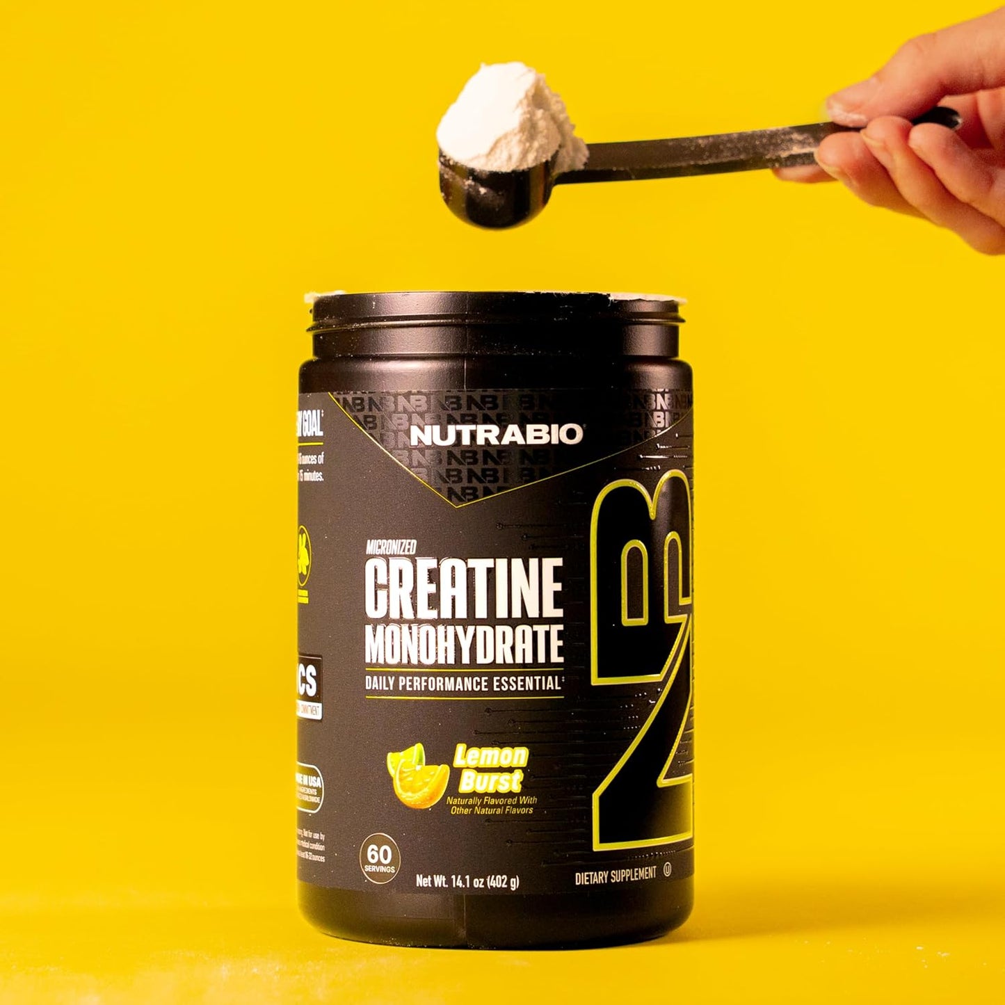 NutraBio Pure Micronized Creatine Monohydrate Powder Supplement, Lemon Burst, (402g)