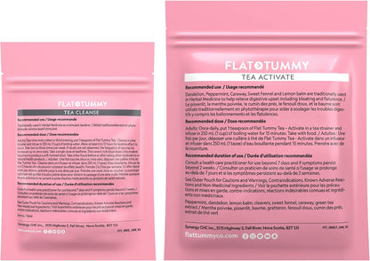 Flat Tummy Tea (2-Week, 2-Tea Program) - Detox Cleanse, Herbal Blend ft. Senna, Lemon Balm, Dandelion Root - Occasional Bloating Relief Women