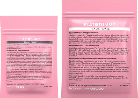 Flat Tummy Tea (2-Week, 2-Tea Program) - Detox Cleanse, Herbal Blend ft. Senna, Lemon Balm, Dandelion Root - Occasional Bloating Relief Women