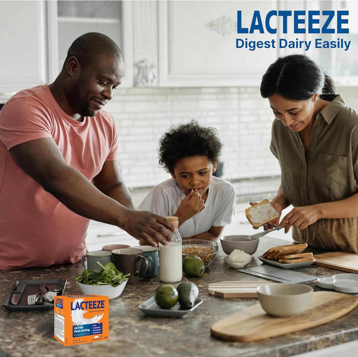 Lacteeze Ultra 橙味胶囊 - 快速缓解乳糖不耐症症状 - 9000 FCC 乳糖酶单位，咀嚼片，40 片