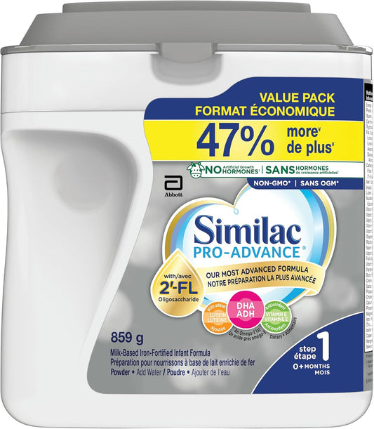 Similac Pro-Advance 1 段嬰兒配方奶粉，我們最接近母乳的配方，含 2’-FL，易於消化，0 個月以上適用，奶粉，859 克