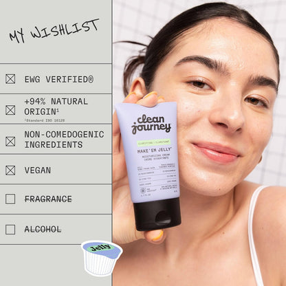 cleanjourney 祛痘面部保湿霜，烟酰胺和锌 PCA，加拿大制造，焕活并抚平肌肤，轻盈凝胶面霜，经 EWG 认证，无香料，经皮肤科医生测试，50 毫升