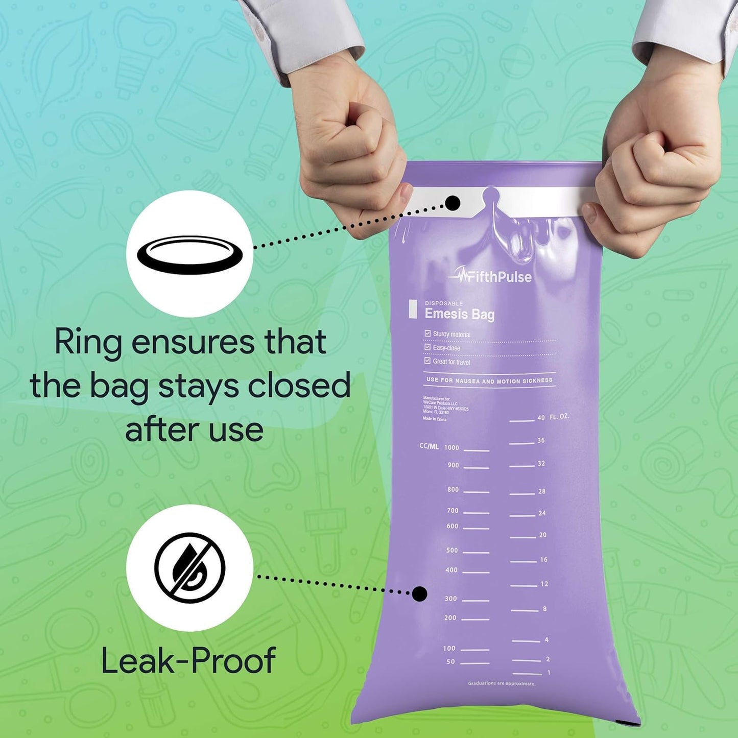 FifthPulse 一次性薰衣草嘔吐袋 - 10 個裝，適合兒童和成人 - 適用於汽車、飛機和旅行的一次性嘔吐袋 - 適用於懷孕、暈車和噁心