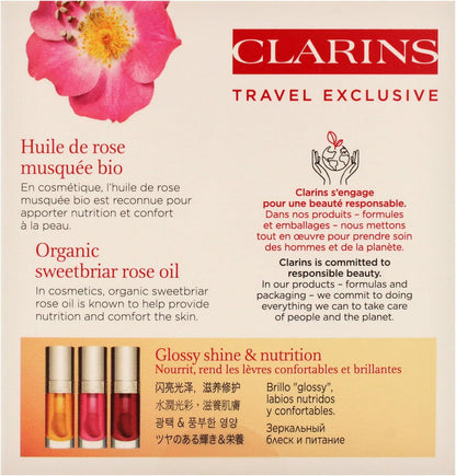 嬌韻詩唇部舒適油系列唇油 - 01 蜂蜜，唇油 - 03 櫻桃，唇油 - 04 火龍果女士 3 x 0.2 盎司