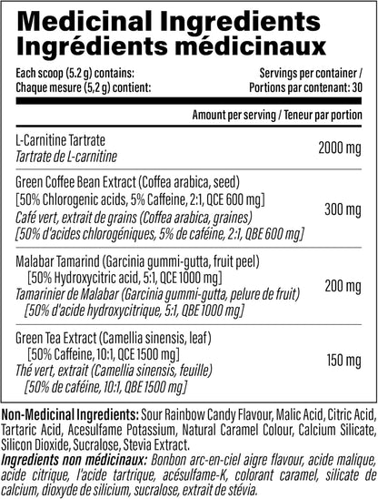 Carnibolic Sour Rainbow Candy 30 serv - low stim fat burner - appetite suppressant,