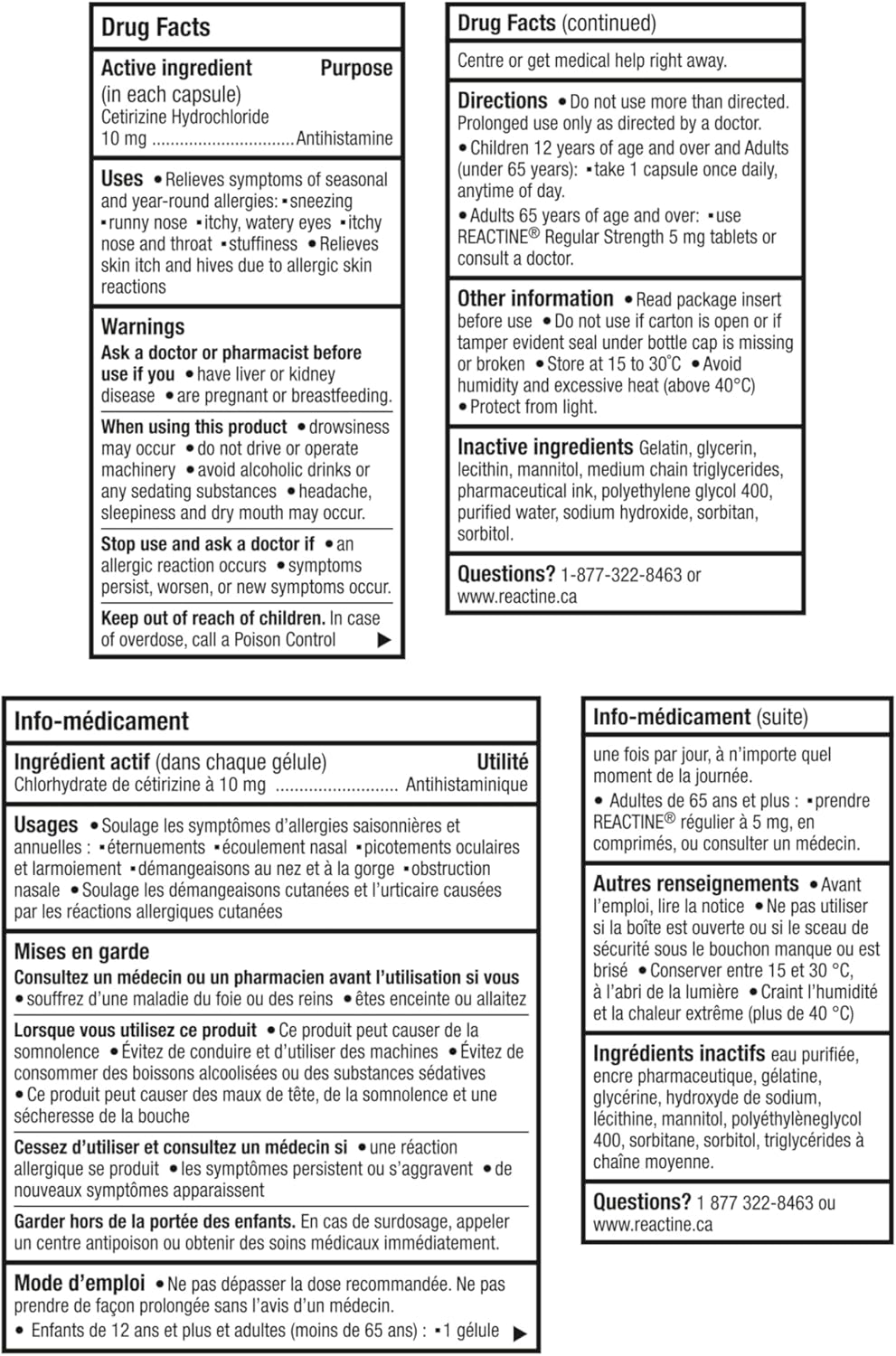 Reactine Extra Strength Antihistamine Liquid Gel Pills - 10mg Cetirizine Hydrochloride - Allergy Relief Medicine - 25 count