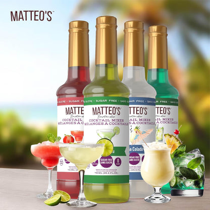 Matteo 的无糖鸡尾酒混合料 - 多种包装 - 零糖调酒师灵感鸡尾酒 - 饮料调味糖浆 - 调味糖浆 - 派对的理想选择 - 不含酒精 - 25.4 盎司，4 包