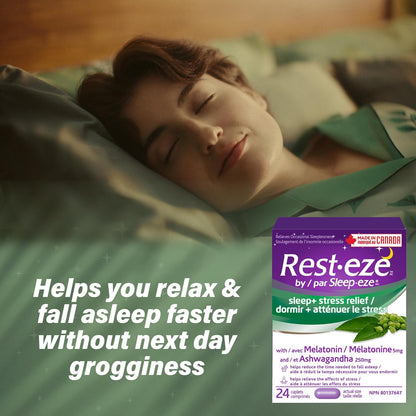 Rest Eze by Sleep Eze, Sleep + Stress Relief, 24 Caplets, Made in Canada