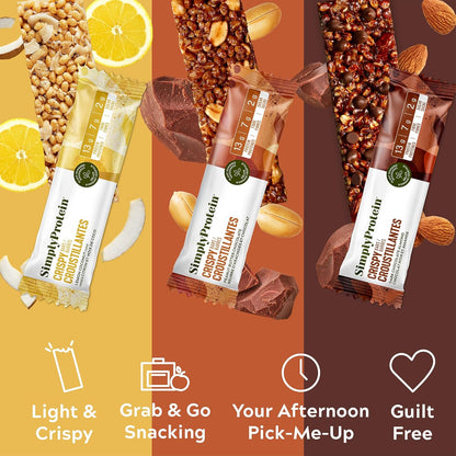 Simply Protein Best Sellers Variety Pack Protein Bars, Gluten Free, Vegan, High Protein Snacks, 15 Count