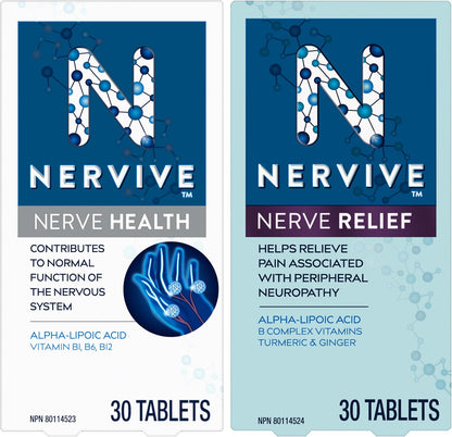 Nervive 神经缓解，有助于缓解与周围神经病变和神经健康相关的疼痛，适用于神经系统，α-硫辛酸、ALA、维生素 B1-硫胺素、B6、B12，30 天用量，30 粒