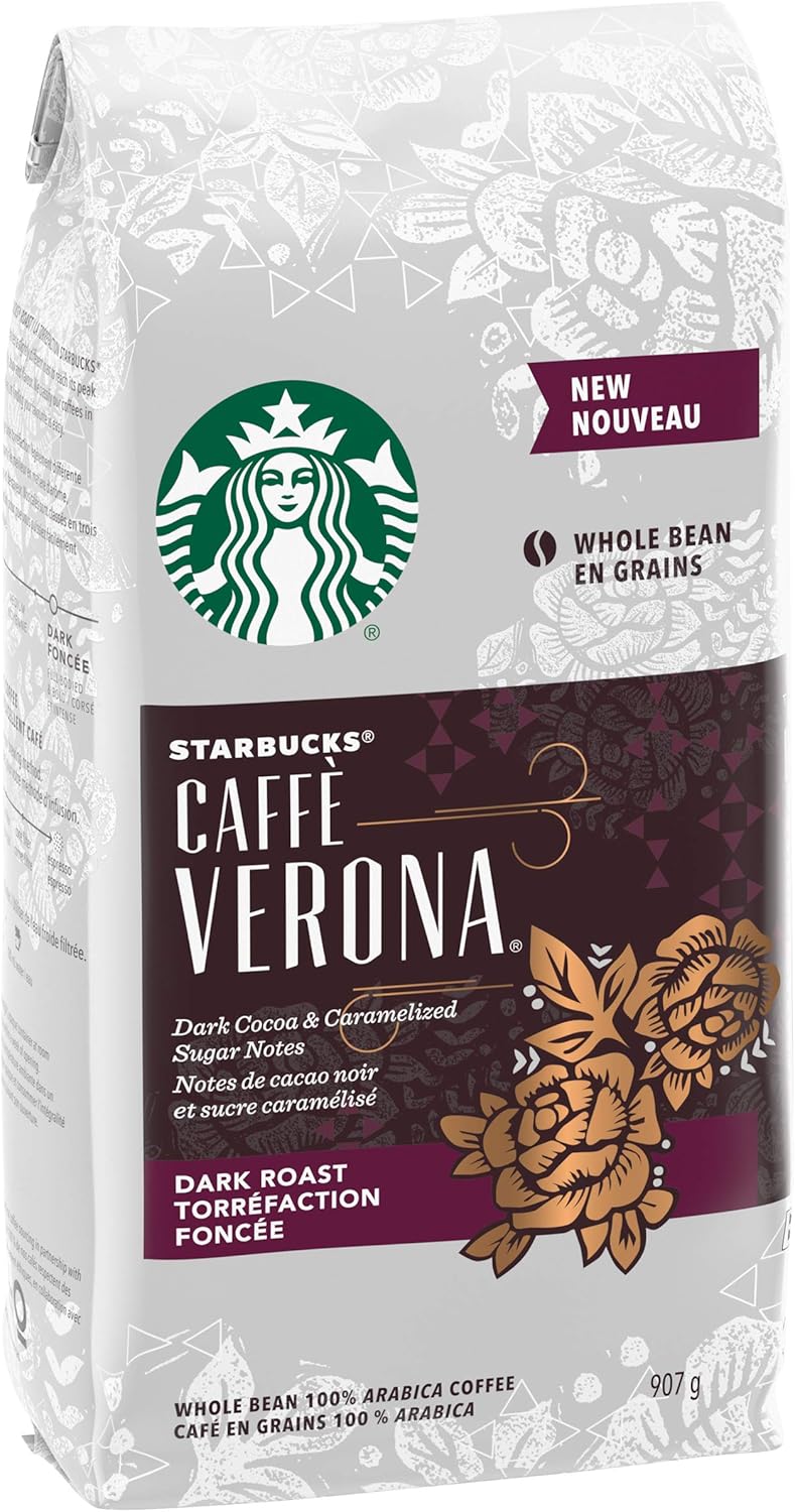 星巴克 Caffe Verona 全豆深度烘焙咖啡，907 克 & 研磨咖啡混合，793 克