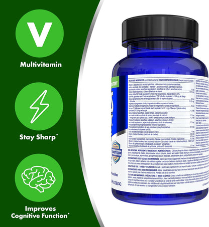 Focus Factor 加強型，60 粒 - 複合維生素補充劑，含維生素 B6、B12、D3、鋅、磷脂酰絲氨酸、假馬齒莧、銀杏和 DMAE，可增強成人的記憶力和認知功能