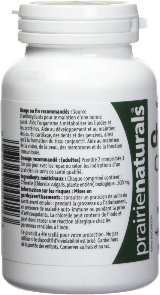 Prairie Naturals Organic Chlorella Broken Cell Wall Tablets - 180 Count