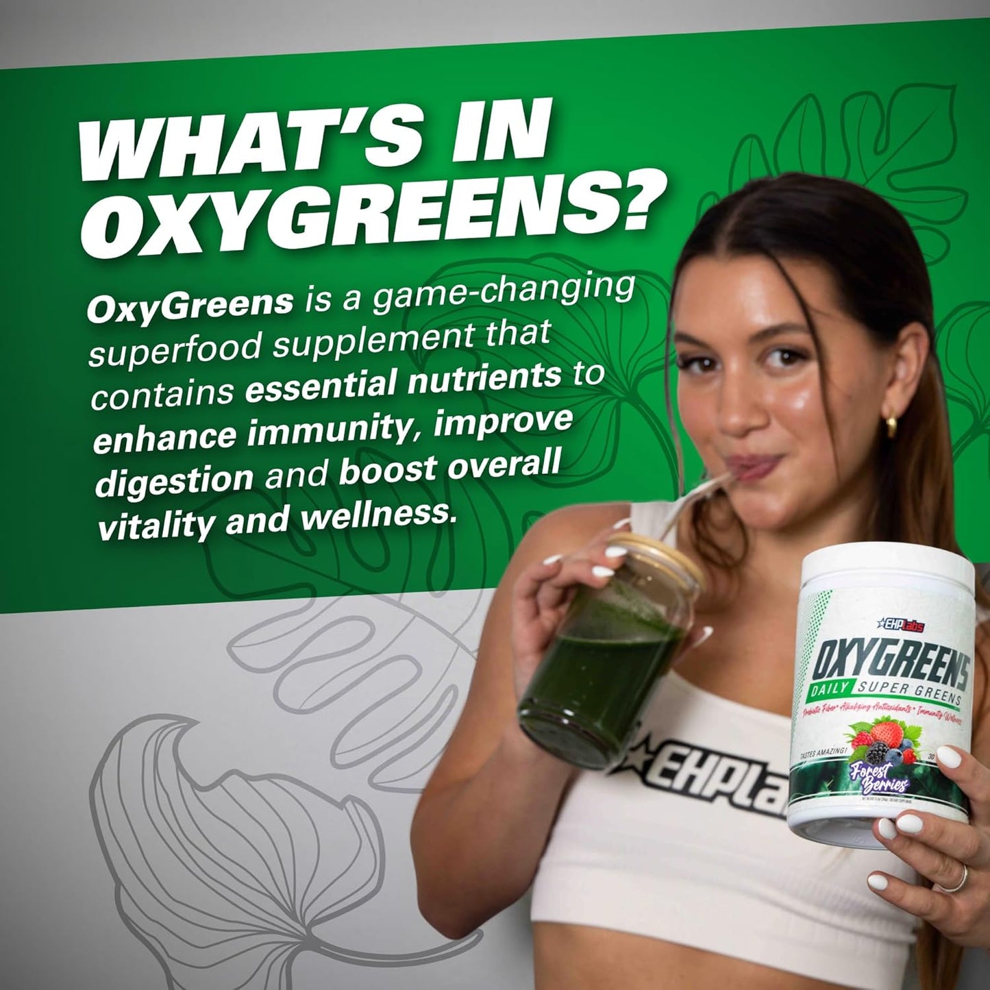EHPlabs OxyGreens Super Greens Powder - Spirulina & Chlorella Superfood, Green Juice Powder & Greens Supplements with Prebiotic Fibre, Antioxidants & Immunity Support, 30 Serves (Passionfruit)