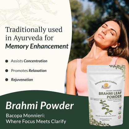 Organic Brahmi Powder NPN 80092677/ Memory Enhancement/ 200g